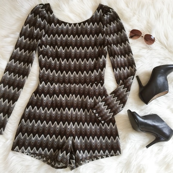 AKIRA Pants - AKIRA Black Label Long Sleeve Shorts Romper